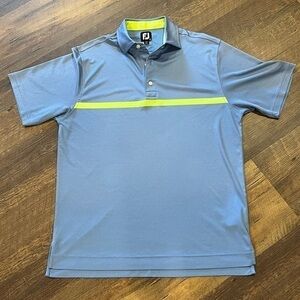 FootJoy short sleeve‎ polo shirt Mens size large blue and yellow golf outdoor